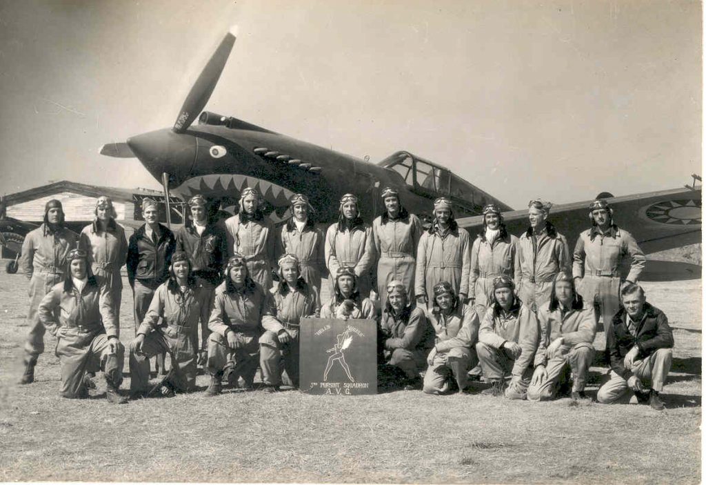 American Volunteer Group 3rd Pursuit Squadron in front of a P-40C Tomahawk, 1941 (US National Archives)