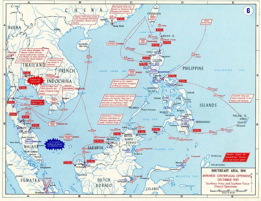 Map showing Japanese offensives in Dec 1941 (US Military Academy)