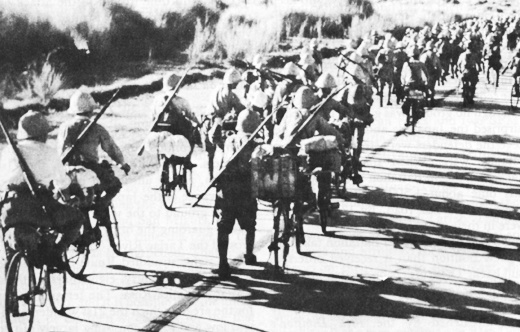 Japanese bicycle-mounted troops on Luzon, December 1941 (US Army Center of Military History)