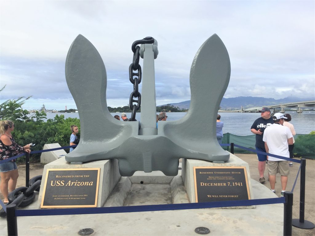 The anchor of the battleship USS Arizona, Pearl Harbor, Hawaii (Photo: Sarah Sundin, 7 Nov 2016)