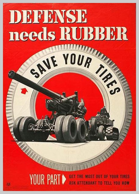 US Poster encouraging rubber conservation, WWII