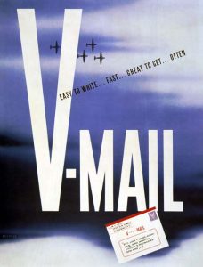 US poster encouraging use of V-Mail, World War II. Read more: "Victory Mail in World War II" on Sarah Sundin's blog