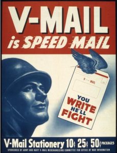 US poster promoting use of V-Mail, 1944 (US National Archives: 44-PA-1191)