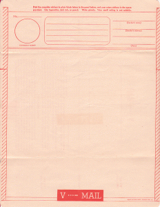 Blank V-Mail form, World War II. Read more: "Victory Mail in World War II" on Sarah Sundin's blog.