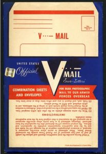 V-Mail packet, World War II. Read more: "Victory Mail in World War II" on Sarah Sundin's blog.