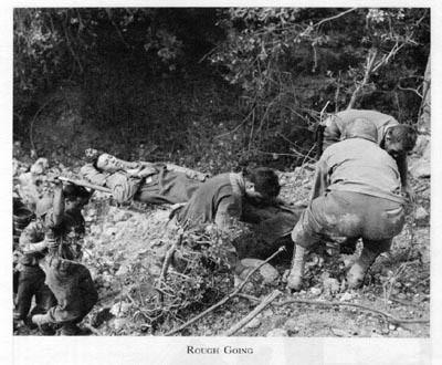Litter-bearers in Italy's mountains, WWII (US Army Medical Dept.)