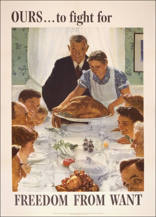 US poster featuring Norman Rockwell’s “Freedom from Want,” 1943