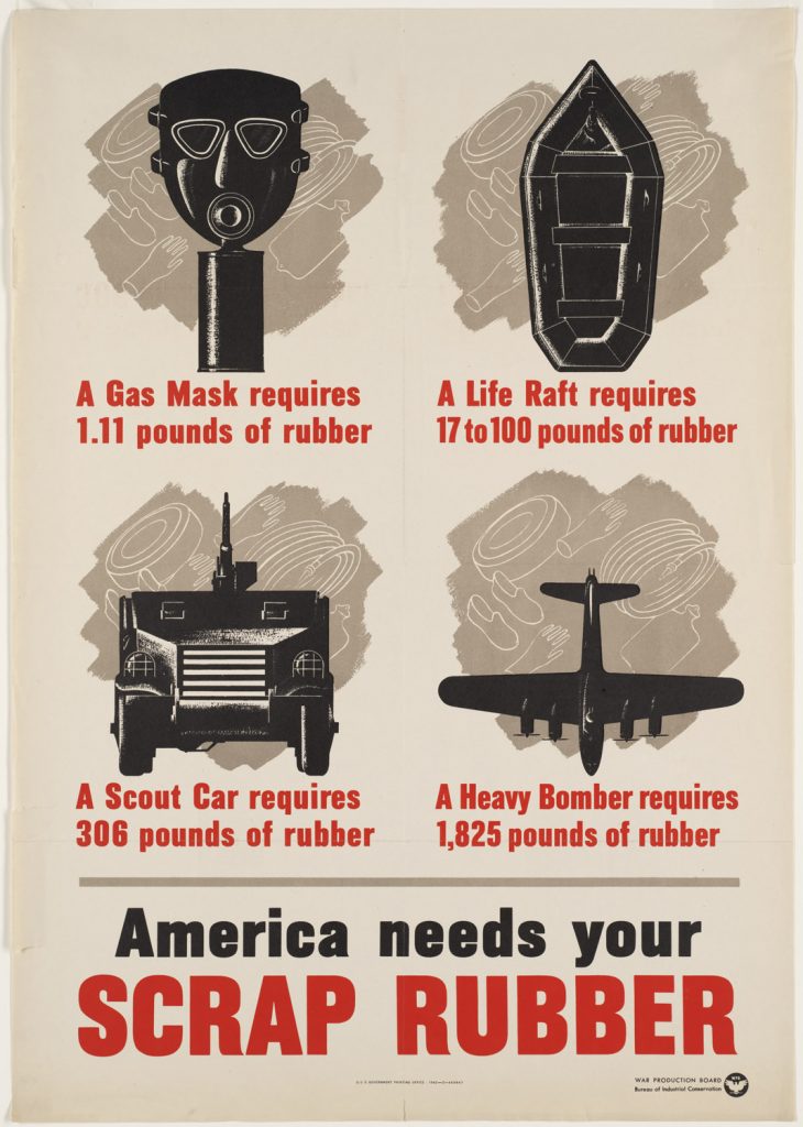 US poster encouraging scrap rubber collection, WWII