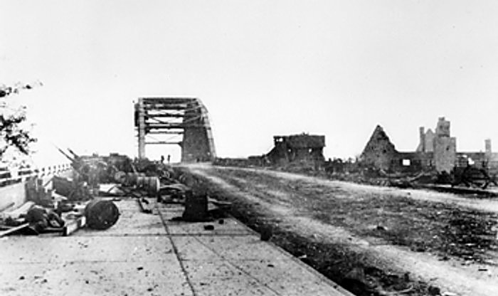 Bridge at Arnhem, the Netherlands after the British paratroopers had been driven back, 17-25 Sept 1944 (Imperial War Museum 5404-02 HU 2127)