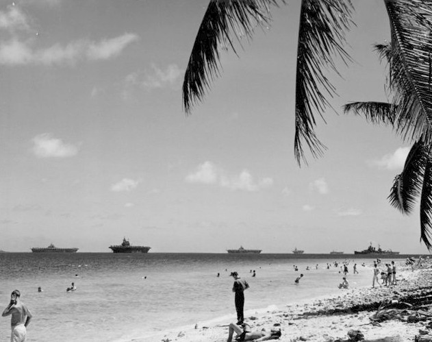 North anchorage at Ulithi Atoll seen from Sorlen Island, 1945 (US Navy photo)