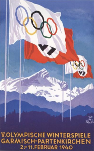 Poster for the 1940 Winter Olympics, scheduled to be held in February 1940 in Garmisch-Partenkirchen, Germany, and canceled (University of Oslo)