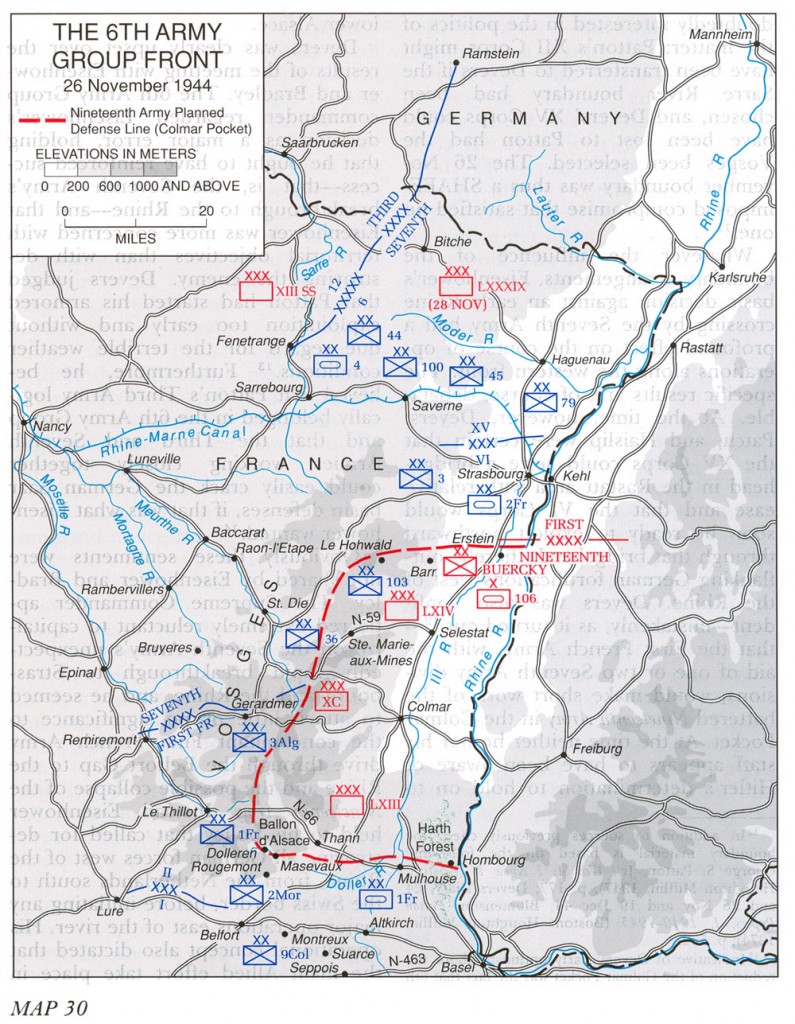 Map of Allied 6th Army Group front, 26 Nov 1944 (US Army Center of Military History) 