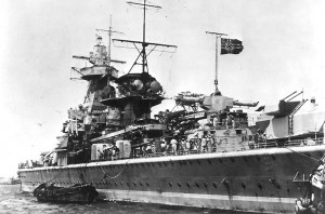 Admiral Graf Spee at anchor in Montevideo harbor, Uruguay for repairs, 13-16 Dec 1939 (US Naval History and Heritage Command)