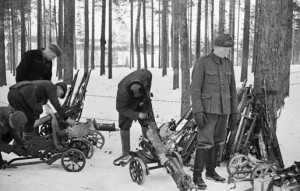 Finnish troops gathering captured Soviet weapons, Taipale, Finland, 27-28 Dec 1939 (public domain via WW2 Database)