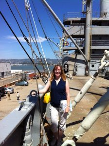Sarah Sundin on board SS Red Oak Victory at Rosie the Riveter WWII Home Front National Historical Park, Richmond, CA, May 2014 (Photo: Sarah Sundin)