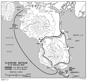 Map showing the clearing of the Bataan Peninsula, 12-21 February 1945 (US Army Center of Military History)