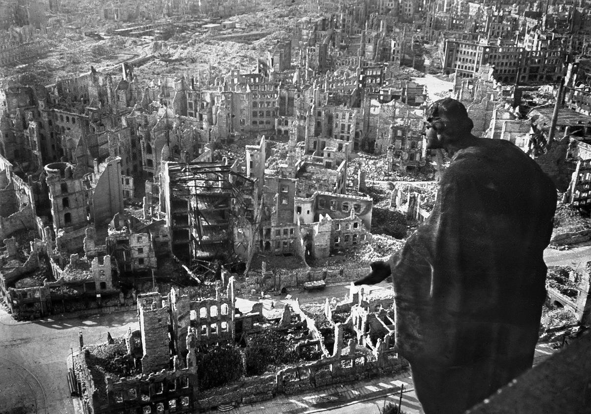 Ruins of Dresden seen from the Rathaus, 15 Feb 1945 (US Army Signal Corps)