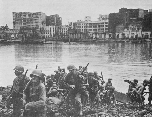 US Sixth Army troops in Manila, 1945 (US Army Center of Military History)