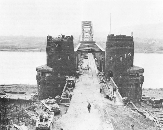 Ludendorff Railroad Bridge at Remagen, Germany, March 1945 (US Army Center of Military History)