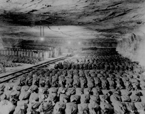 Precious metals, paintings, and other loot hidden by Germans in a salt mine near Merkers, Germany, photographed 15 Apr 1945 (US National Archives: 239-PA-6-34-2)