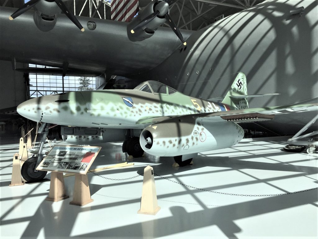 German WWII-era Messerschmitt Me 262 jet at Evergreen Aviation & Space Museum, McMinnville, OR (Photo: Sarah Sundin, March 2019)