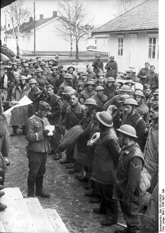British POWs at Trondheim, Norway, May 1940 (German Federal Archives: Bild 183-LO3926)