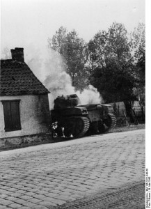 Destroyed Belgian A.C.G.1 tank, Antwerp, Belgium, 19 May 1940 (German Federal Archive, Bild 146-1971-040-60)