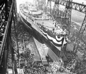 Launching of battleship USS Washington, Philadelphia Naval Shipyard, PA, 1 Jun 1940 (US Navy photo)