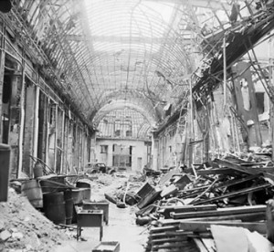 Scene of destruction in the Linden Passage, the famous Berlin, Germany shopping area on the Unter den Linden, 3 Jul 1945 (Imperial War Museum 4700-30 BU 8608)