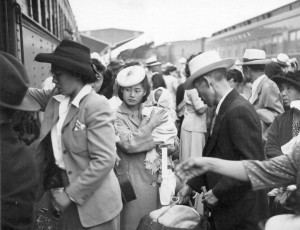 Japanese-Americans returning to Sacramento, CA after being released from Rohwer Center internment camp in McGehee, Arkansas, 30 Jul 1945 (US Library of Congress)
