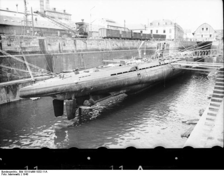 German U-boat U-37 at Lorient, France, 1940 (German Federal Archive: Bild 101II-MW-1032-11A)