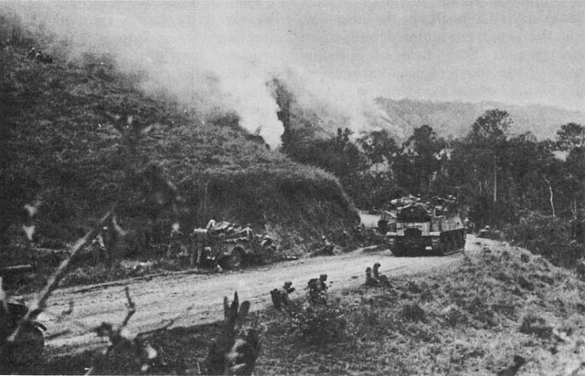 US Sixth Army at Oriung Pass on Luzon, 14 June 1945, on way to Cagayan Valley (US Army Center of Military History)