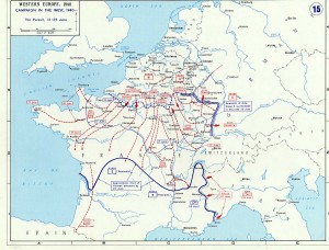 Map showing the German and Italian advances in France, 13-25 Jun 1940 (US Military Academy)