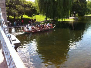 Swan boat on the lagoon of the Public Garden in Boston (Photo: Sarah Sundin, July 2014)