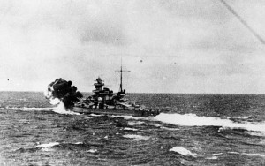 Scharnhorst firing her forward guns against HMS Glorious, 8 Jun 1940 (US Naval History and Heritage Command)