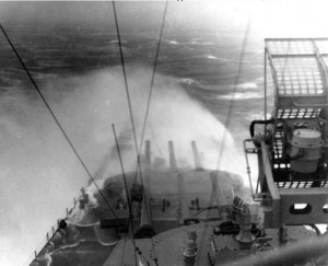 Battleship USS Indiana in a typhoon near Okinawa, 5 Jun 1945 (US National Archives: 80-G-342732)
