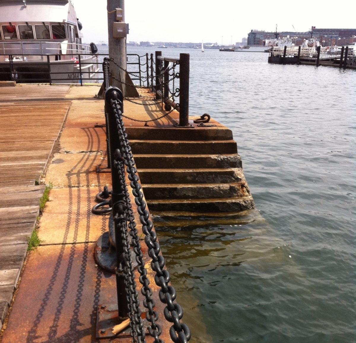 Steps down into Dry Dock 2 at the Charlestown Navy Yard, Boston (Photo: Sarah Sundin, July 2014)