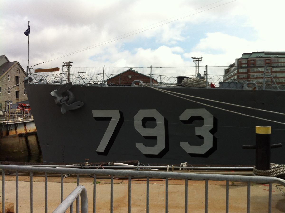 Bow of the USS Cassin Young, Charlestown Navy Yard, Boston, July 2014 (Photo: Sarah Sundin)