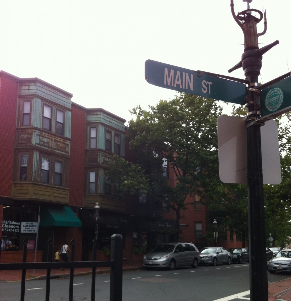 Main Street and Henley in Charlestown, site of the fictional Dixon's Drugs in Anchor in the Storm. (Photo: Sarah Sundin, July 2014)