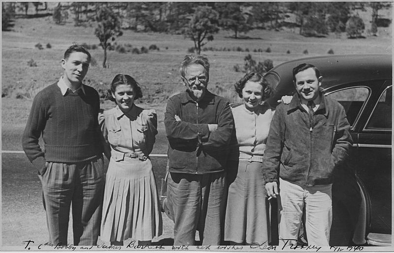Leon Trotsky and American admirers in Mexico, 5 April 1940 (US National Archives: 283642)