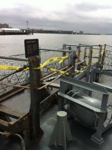 Depth charge rack on USS Cassin Young, Charlestown Navy Yard, Boston, July 2014 (Photo: Sarah Sundin)