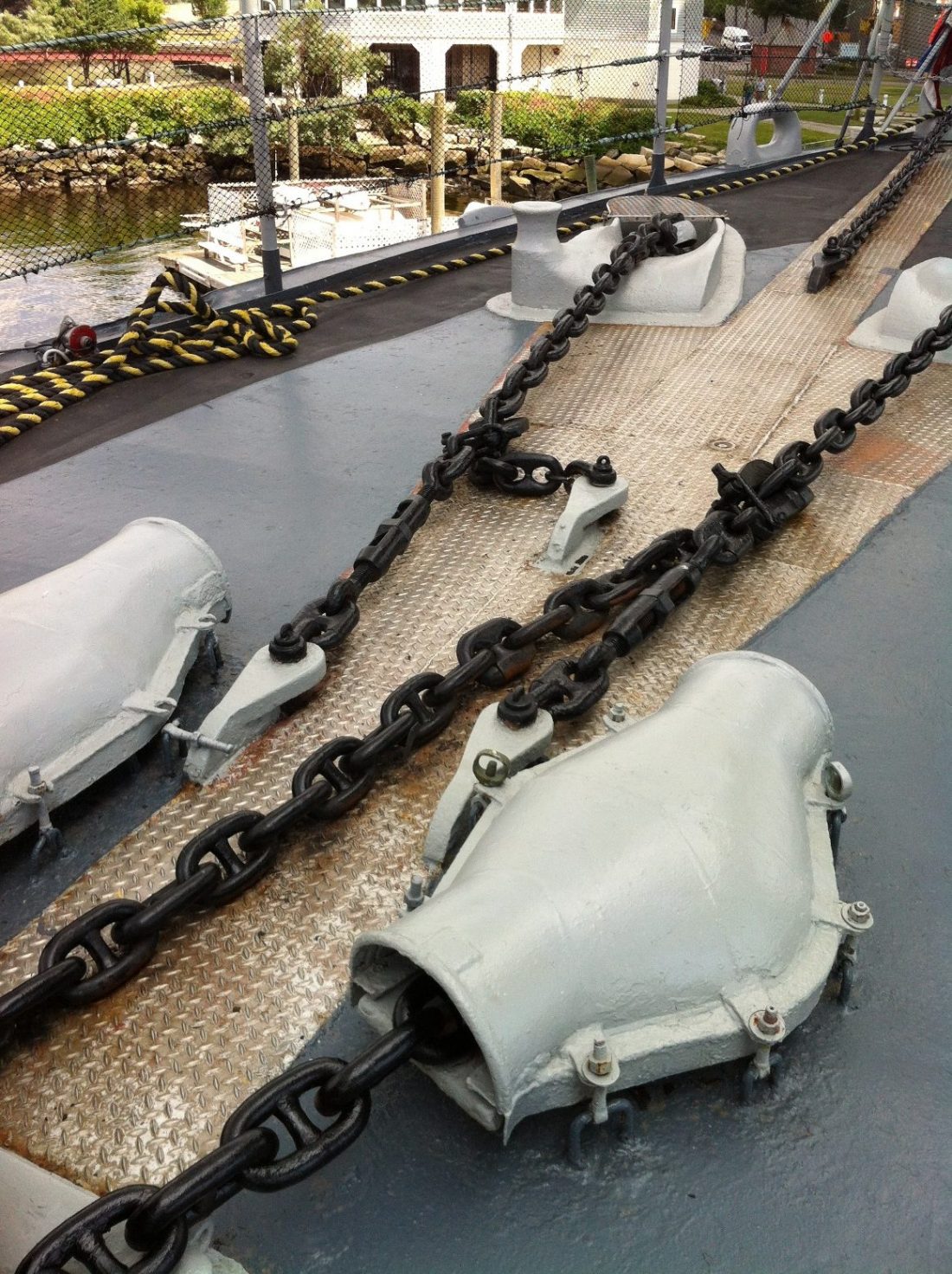 Anchor chains on the USS Joseph P. Kennedy, Jr., Battleship Cove, Fall River, MA, July 2014 (Photo: Sarah Sundin)