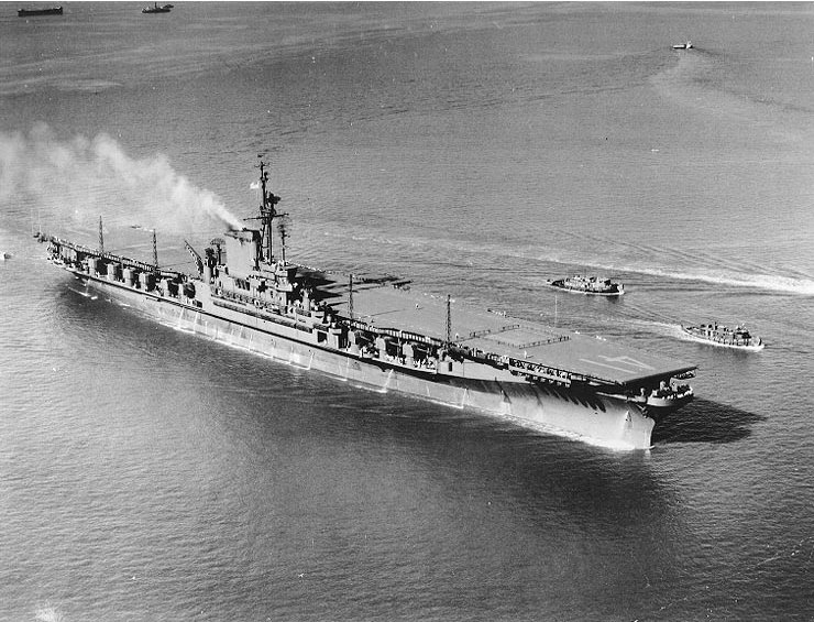 USS Midway (CVB-41) after her commissioning, Hampton Roads, VA, 10 September 1945 (US Navy photo)