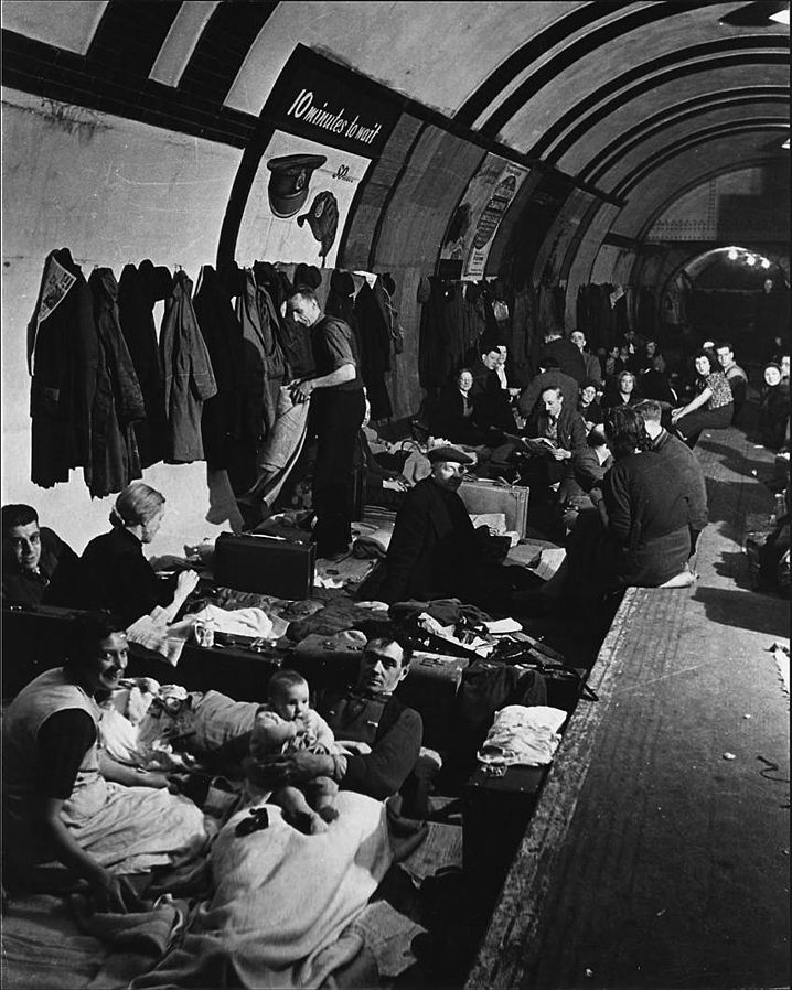 Air raid shelter in a London Underground station during the Blitz, 1940-41 (US National Archives: 195768)