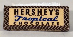 Hershey’s tropical chocolate bar, a heat-resistant bar designed for US military use, 1943 (Smithsonian Institute)
