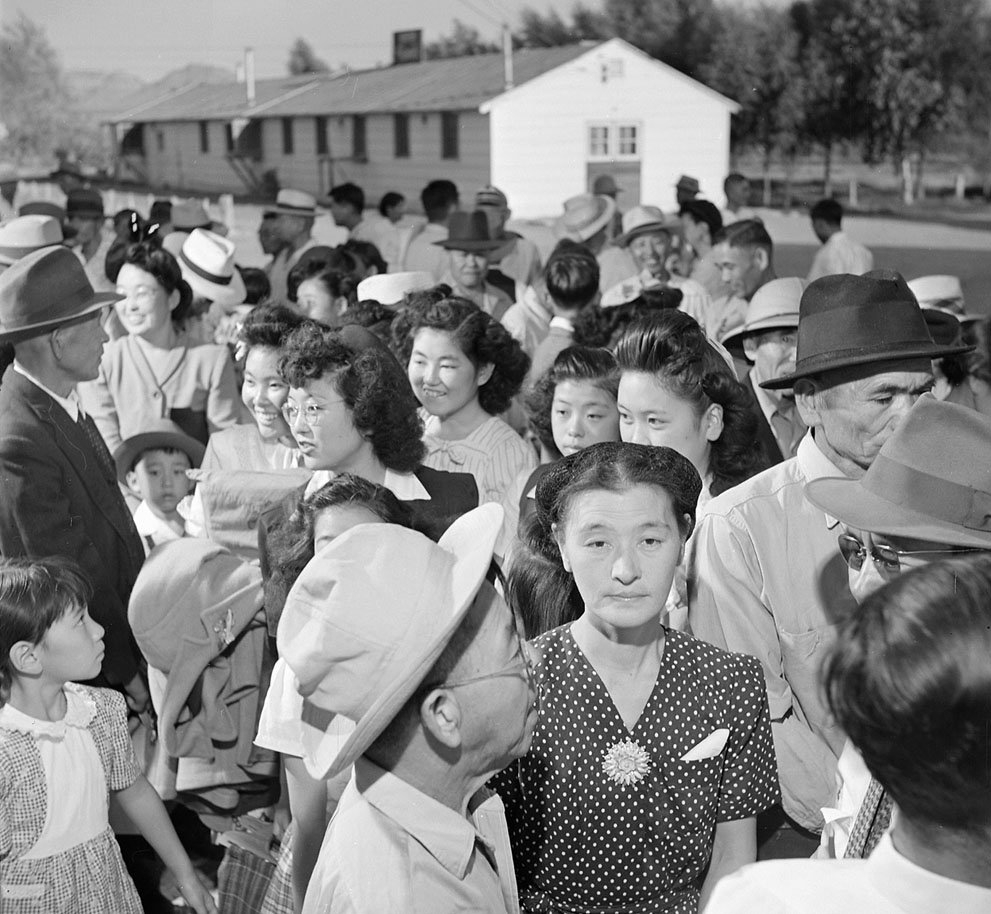 Japanese-Americans awaiting their release from the Poston War Relocation Center, AZ, Sep 1945 (US National Archives: 539870)
