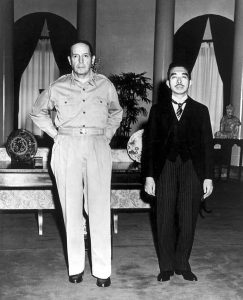 Gen. Douglas MacArthur and Emperor Hirohito at the US Embassy in Tokyo, Sept. 27, 1945 (US Army photo)