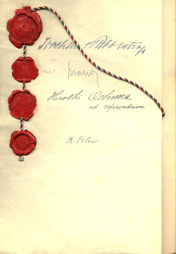 Official Protocol of Bulgaria’s accession into the Axis Tripartite Pact, Vienna, 1 March 1941 (State Archives of Bulgaria)
