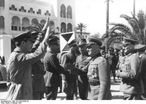 Italian Gen. Italo Gariboldi welcoming German generals Erwin Rommel and Johannes Streich to Tripoli, Libya, 12 Feb 1941 (German Federal Archive: Bild 101I-424-0258-32)