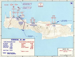 Map depicting the German assault on Crete, Greece, 20-31 May 1941 (US Military Academy map)